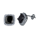 Cushion Cut Stud Earrings Simulated CZ 925 Sterling Silver