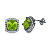 Cushion Cut Stud Earrings Simulated CZ 925 Sterling Silver