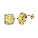 Cushion Cut Stud Earrings Simulated CZ 925 Sterling Silver