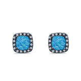 Bridal Engagement Earrings Cushion Lab Opal Simulated CZ 925 Sterling Silver