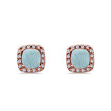 Bridal Engagement Earrings Cushion Lab Opal Simulated CZ 925 Sterling Silver
