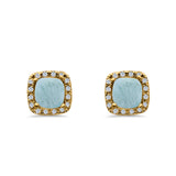Bridal Engagement Earrings Cushion Lab Opal Simulated CZ 925 Sterling Silver