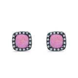Bridal Engagement Earrings Cushion Lab Opal Simulated CZ 925 Sterling Silver