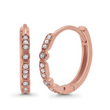 Art Deco Half Eternity Hoop Earrings Simulated CZ Round 925 Sterling Silver (20mm)
