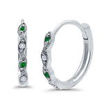 Huggie Hoop Earrings Round Simulated CZ 925 Sterling Silver (14mm)