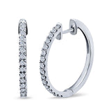 Half Eternity Simulated CZ Round Hoop Earrings 925 Sterling Silver (15mm)