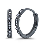 Half Eternity Hoop Earrings Simulated CZ Round 925 Sterling Silver (19mm)