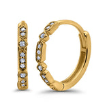 Half Eternity Hoop Earrings Simulated CZ Round 925 Sterling Silver (19mm)