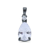 Pear Shape Lab Created Opal Simulated CZ 925 Sterling Silver Charm Pendant (21.5mm)