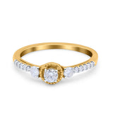 14K Gold 0.31ct Three Stone Vintage Round 5mm G SI Diamond Engagement Band Wedding Ring