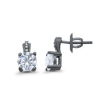 Stud Earrings Wedding Round Simulated CZ 925 Sterling Silver (9mm)