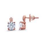 Stud Earrings Wedding Round Simulated CZ 925 Sterling Silver (9mm)