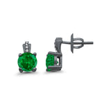 Stud Earrings Wedding Round Simulated CZ 925 Sterling Silver (9mm)