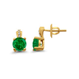 Stud Earrings Wedding Round Simulated CZ 925 Sterling Silver (9mm)