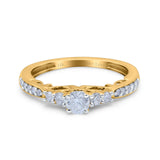 14K Gold 0.49ct Vintage Round 3mm G SI Diamond Engagement Band Wedding Ring