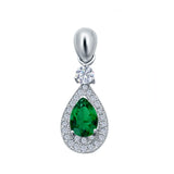 Halo Teardrop Pendant Simulated Cubic Zirconia 925 Sterling Silver (26mm)