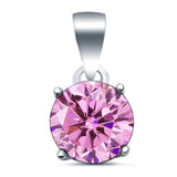 Halo Simulated Cubic Zirconia Round 925 Sterling Silver Charm Pendant