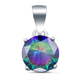 Halo Simulated Cubic Zirconia Round 925 Sterling Silver Charm Pendant