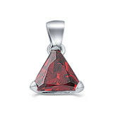 Triangle Cut Charm Pendant Simulated Cubic Zirconia 925 Sterling Silver (11mm)