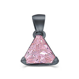 Triangle Cut Charm Pendant Simulated Cubic Zirconia 925 Sterling Silver (11mm)