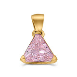 Triangle Cut Charm Pendant Simulated Cubic Zirconia 925 Sterling Silver (11mm)