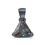 Triangle Cut Charm Pendant Simulated Cubic Zirconia 925 Sterling Silver (11mm)