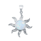 Lab Created Opal Sun Surf Celestial Sun 925 Sterling Silver Charm Pendant
