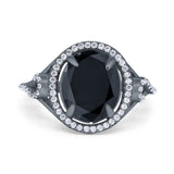 Oval Accent Wedding Engagement Ring Simulated Cubic Zirconia 925 Sterling Silver