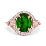 Oval Accent Wedding Engagement Ring Simulated Cubic Zirconia 925 Sterling Silver