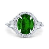 Oval Accent Wedding Engagement Ring Simulated Cubic Zirconia 925 Sterling Silver