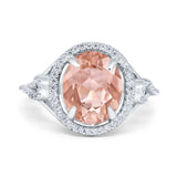 Oval Accent Wedding Engagement Ring Simulated Cubic Zirconia 925 Sterling Silver