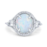 Oval Accent Wedding Engagement Ring Simulated Cubic Zirconia 925 Sterling Silver
