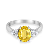 Solitaire Oval Three Stone Simulated Cubic Zirconia 925 Sterling Silver