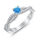 Fashion Solitaire Accent Ring Round Cubic Zirconia 925 Sterling Silver