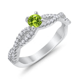 Fashion Solitaire Accent Ring Round Cubic Zirconia 925 Sterling Silver
