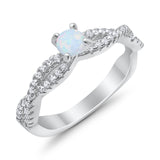 Fashion Solitaire Accent Ring Round Cubic Zirconia 925 Sterling Silver