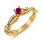 Fashion Solitaire Accent Ring Round Cubic Zirconia 925 Sterling Silver