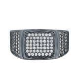 Hip Hop Ring Ice Micro Pave Round Eternity Simulated CZ 925 Sterling Silver