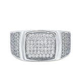 Hip Hop Ring Ice Micro Pave Round Eternity Simulated CZ 925 Sterling Silver