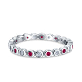 Full Eternity 2.5mm Wedding Stackable Band Ring Round Simulated Cubic Zirconia 925 Sterling Silver