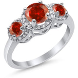 3 Stone Halo Wedding Ring Simulated Cubic Zirconia 925 Sterling Silver