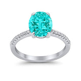 Halo Oval Split Shank Wedding Ring Simulated Cubic Zirconia 925 Sterling Silver
