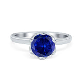 Flower Solitaire Wedding Ring Simulated Cubic Zirconia 925 Sterling Silver