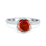 Flower Solitaire Wedding Ring Simulated Cubic Zirconia 925 Sterling Silver