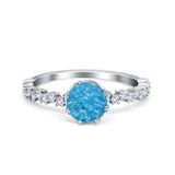 Art Deco Round Engagement Ring Simulated Cubic Zirconia 925 Sterling Silver