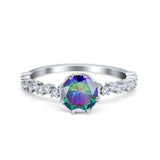 Art Deco Round Engagement Ring Simulated Cubic Zirconia 925 Sterling Silver