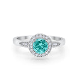 Halo Wedding Engagement Ring Round Cubic Zirconia 925 Sterling Silver -3