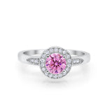 Halo Wedding Engagement Ring Round Cubic Zirconia 925 Sterling Silver -3