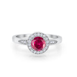Halo Wedding Engagement Ring Round Cubic Zirconia 925 Sterling Silver -3