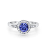 Halo Wedding Engagement Ring Round Cubic Zirconia 925 Sterling Silver -3